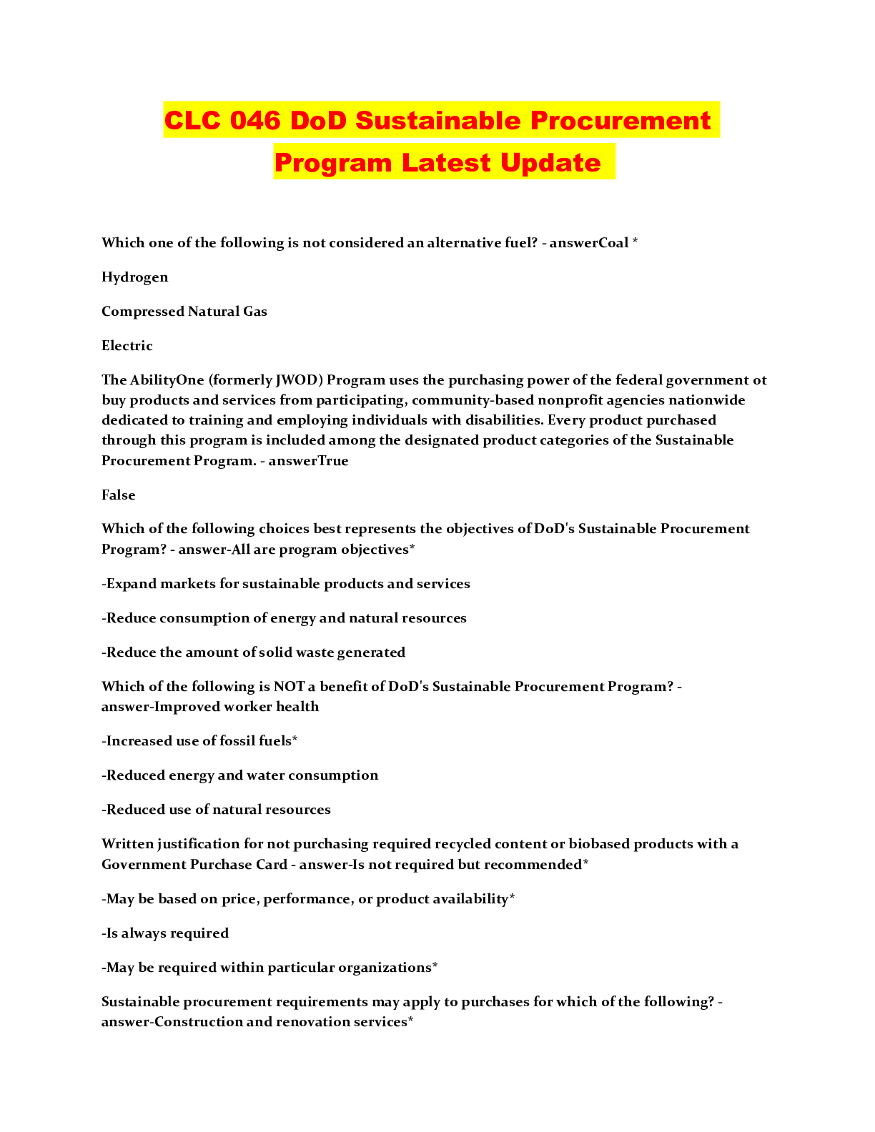 Preview of CLC 046 DoD Sustainable Procurement Program Latest Update